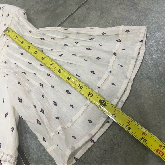 Women’s 100% Cotton Cream Embroidered Floral PTP 22” Midi Dress Boho Peasant EUC - Picture 9 of 10